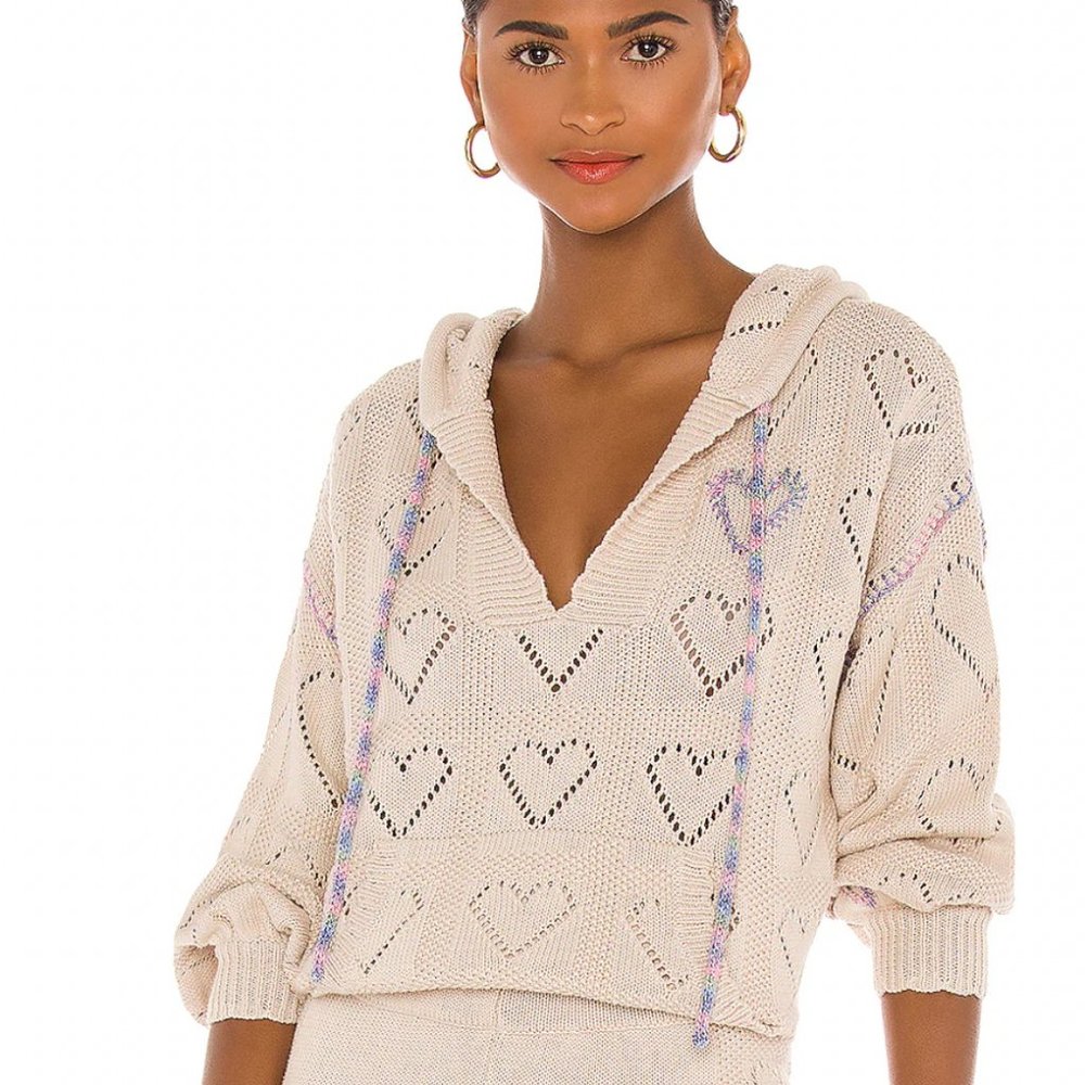LoveShackFancy Meara Heart Hoodie in Sunset Wheat